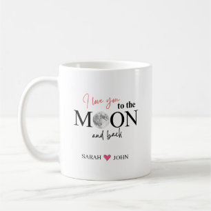 Caneca De Café Nomes de Casais Eu Te Amo Até a Lua e de Volta