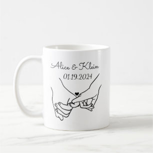Caneca De Café Nomes de Casal com Data Personalizados e Apoio de