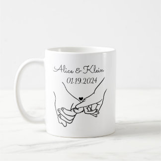 Caneca De Café Nomes de Casal com Data Personalizados e Apoio de