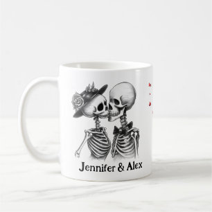 Caneca De Café Nomes de casal de esqueleto personalizados