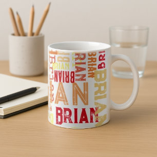 Caneca De Café Nomes de Cores Personalizados Repetidos