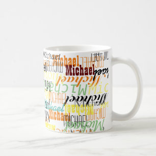 Caneca De Café Nomes de Cores Sobrepostos carimbados em todas as 