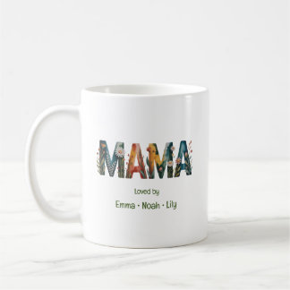 Caneca De Café Nomes de Crianças da Mamãe Personalizados com Letr