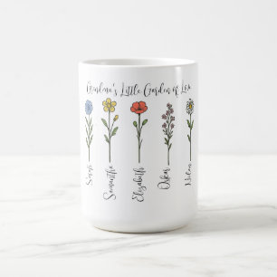 Caneca De Café Nomes de flores e netos - Jardim da vovó