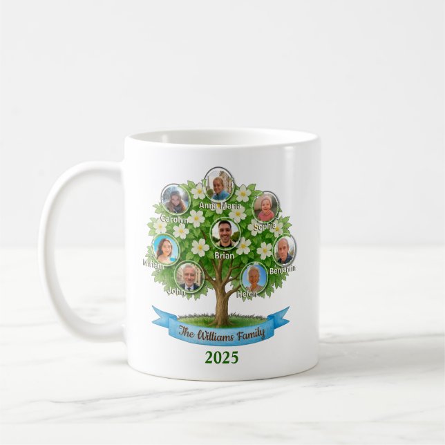 Caneca De Café Nomes de Fotos da Árvore Familiar Avó Nana Café Pr (Esquerda)