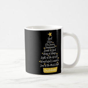 Caneca De Café Nomes de Jesus Christian Faith Árvore de Natal Chr