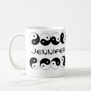 Caneca De Café Nomes de Yin Yang que giram símbolos