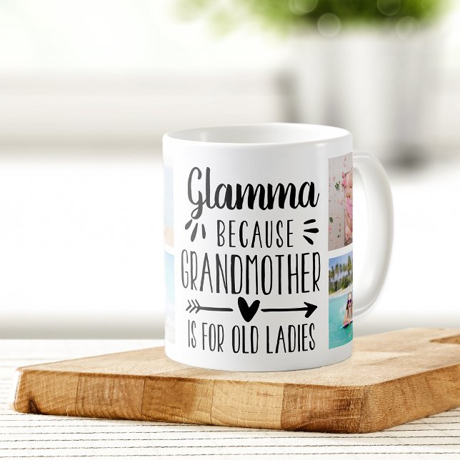 Caneca De Café Nomes e Colagem de Fotos dos Netos Glamma Engraçad (Criador carregado)