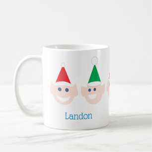 Caneca De Café Nomes Papais noeis Elfos Cabeças Elf Rostos Natal