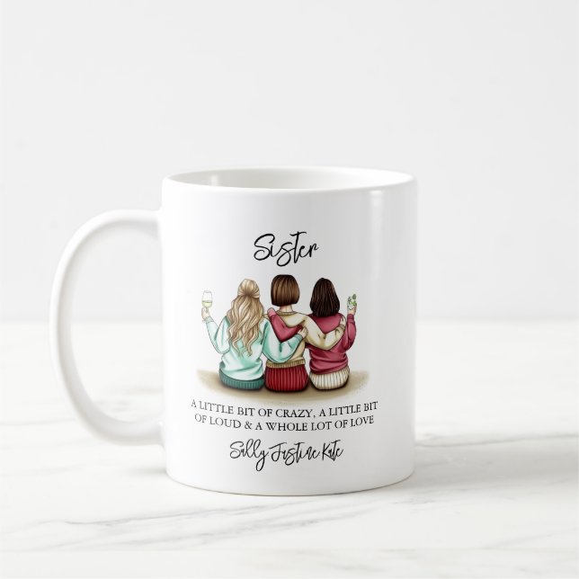 Caneca De Café Nomes Personalizados do Dia das Irmãs - Gif Person (Esquerda)