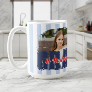 Caneca De Café Nomes Personalizados Foto Listras Préppy Vovô Para