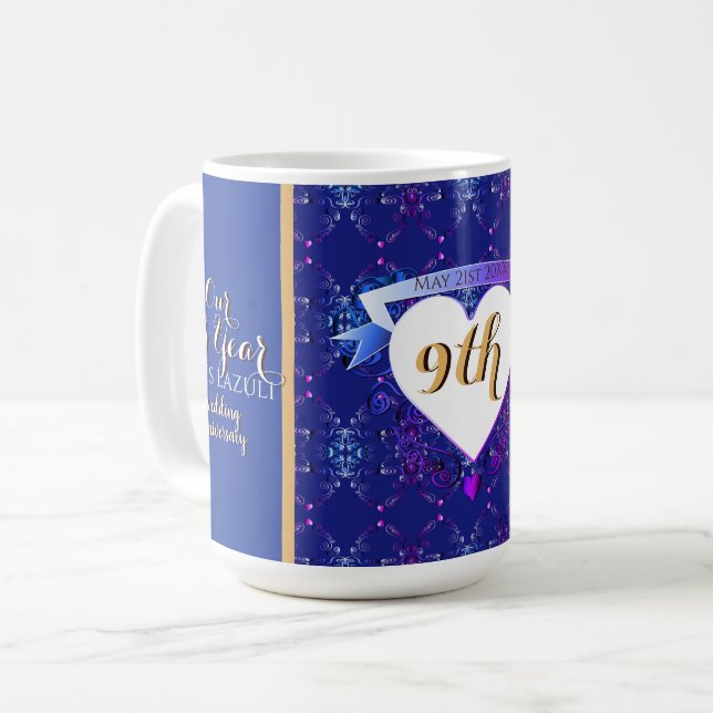 Caneca De Café Nono aniversário de casamento Lapis Lazuli Blue (Frente Esquerda)