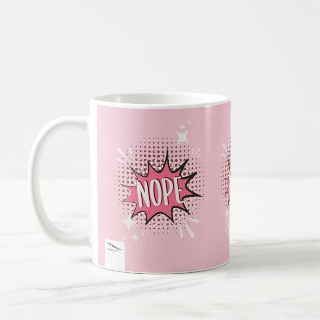 Caneca De Café Nope Quic Speech Bubble Memória Rosa Engraçada (Esquerda)