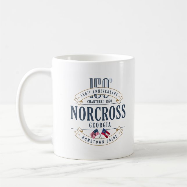 Caneca De Café Norcross, Georgia 150º aniversário T-Shirt (Esquerda)