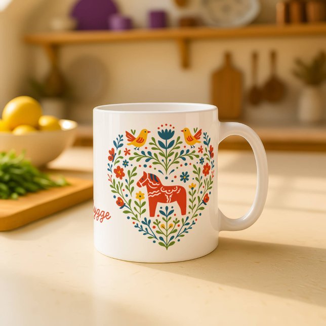 Caneca De Café Nordic Folk Art Dala Horse Mug (Criador carregado)