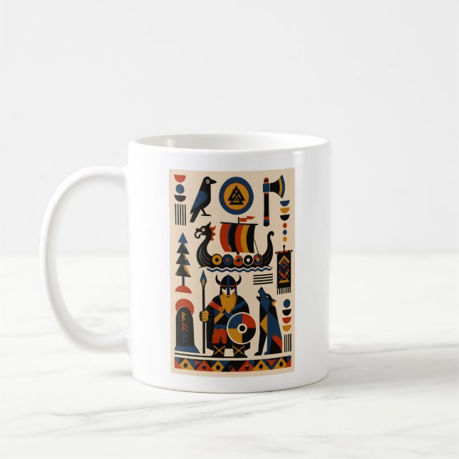 Caneca De Café Nordic Legends – Geometric Art Mug (Esquerda)