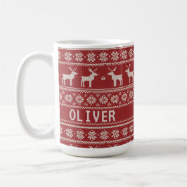 Caneca De Café Nordic Reindeer Knit Pattern Personalized 