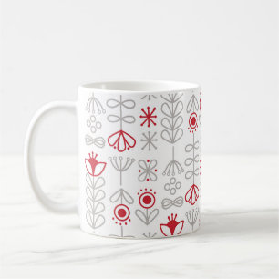 Caneca De Café Nórdico - Escandinavo Vermelho e Branco