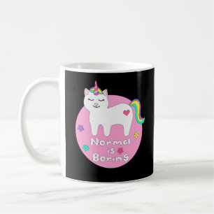 Caneca De Café Normal é chato Kawaii unicorn cat branco e rosa
