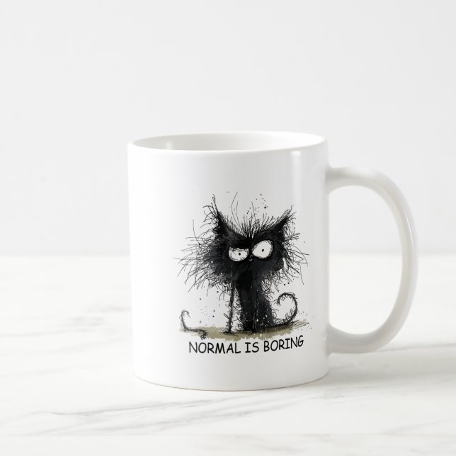 Caneca De Café Normal Is Boring Funny Cat Graphic Tee Men Women  (Direita)