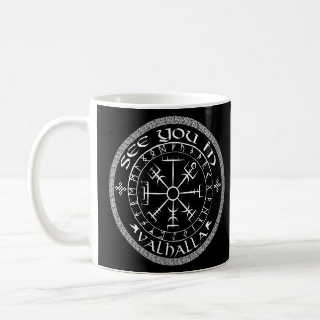 Caneca De Café Norse Mythology Consulte Você Em Valhalla Vegvisir (Esquerda)