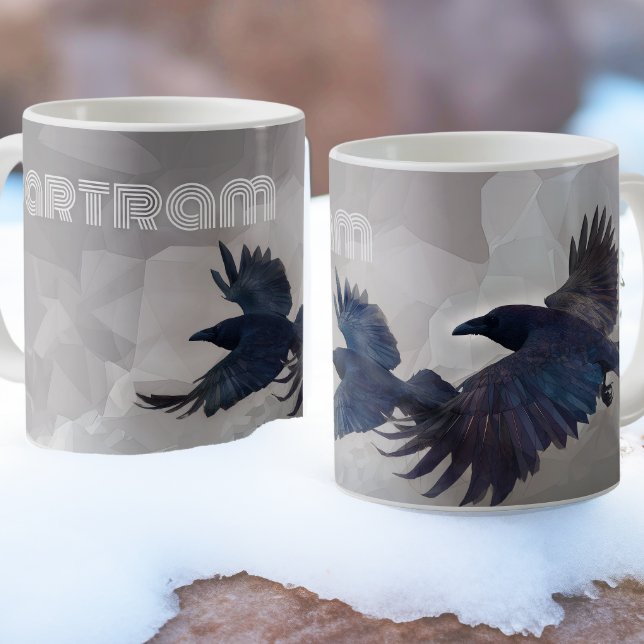 Caneca De Café Norse Ravens Mythology Art - Huginn & Muninn - (Criador carregado)