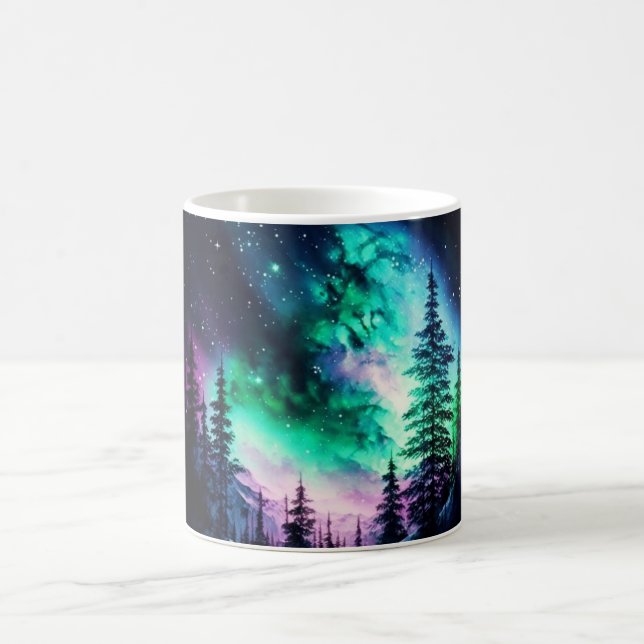 Caneca De Café Norte Celestial Aurora Borealis Acende Vívido (Centro)