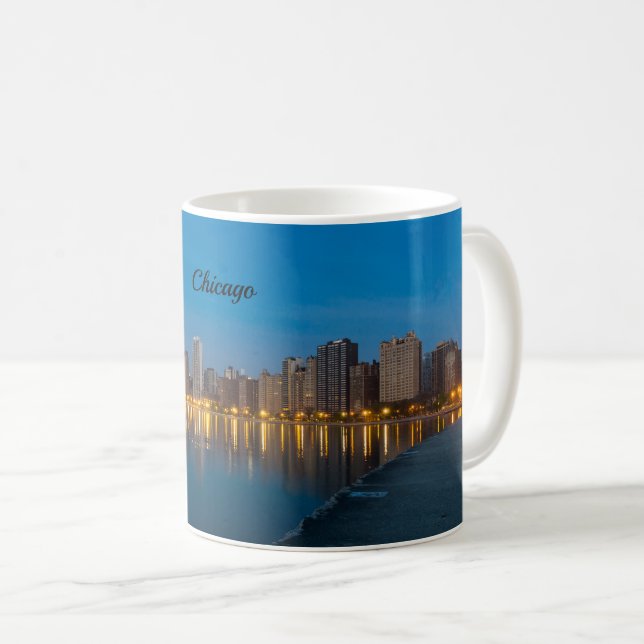 Caneca De Café Norte Chicago Cityscape Coffee Mug (Frente Esquerda)