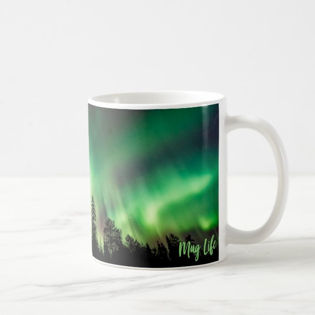 Caneca De Café Norte Verde Brilhante Luz Fotografia Mug (Direita)