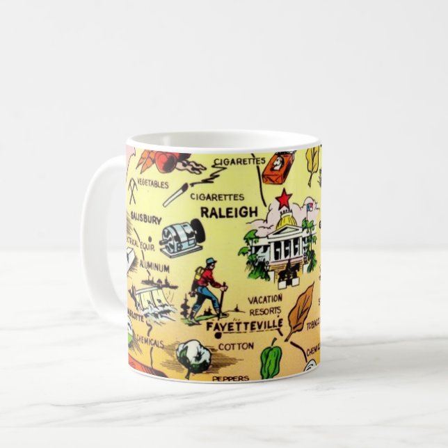 Caneca De Café North Carolina - Raleigh Map Mug (Frente Esquerda)