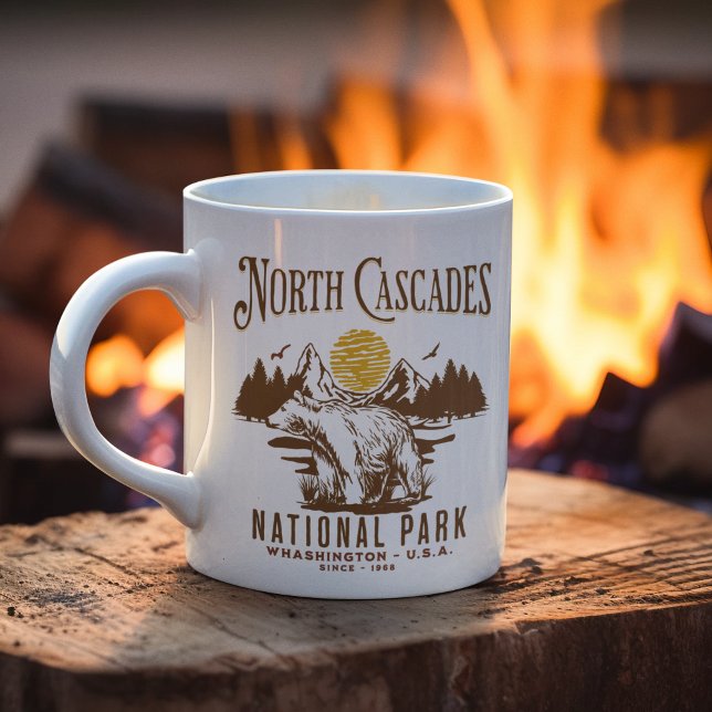 Caneca De Café North Cascades National Park Old-School Scenery (Criador carregado)
