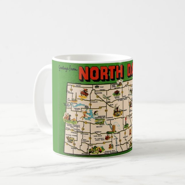 Caneca De Café North Dakota Map Mug (Frente Esquerda)