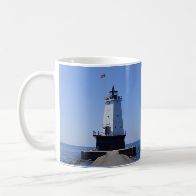 Caneca De Café North Pierhead Lighthouse, Ludington, MI  (Esquerda)