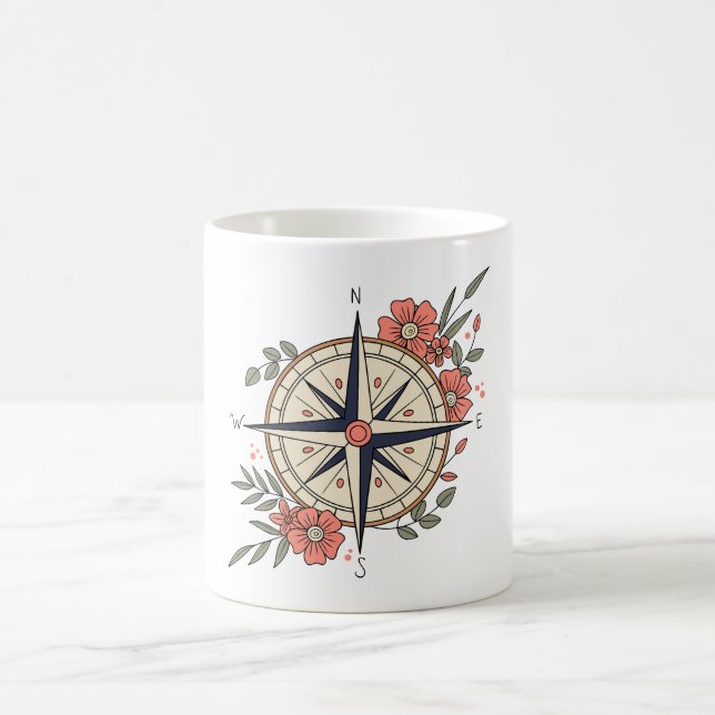 Caneca De Café North, ,South, East, and West With Flowes (Centro)