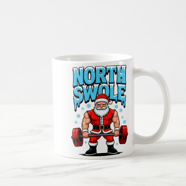 Caneca De Café North Swole Santa Funny Christmas Gym Workout Lift (Direita)