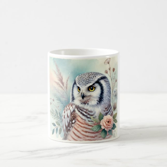 Caneca De Café Northern Hawk Owl 060924AREF108 - Watercolor (Centro)