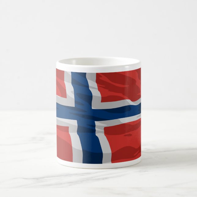 Caneca De Café Noruega Sinalizador Vermelho E Azul (Centro)