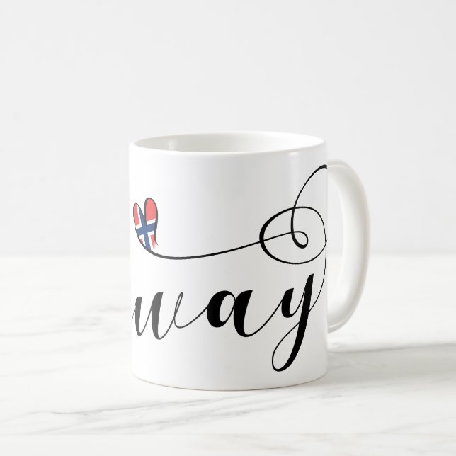 Caneca De Café Norway Flag Heart, Noruega (Frente Esquerda)