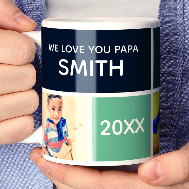 Caneca De Café Nós Amamos Papá Foto Personalizada Personalizada (Criador carregado)