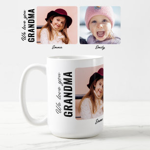 Caneca De Café Nós Amamos Você Avó 2 Netos Foto Personalizada