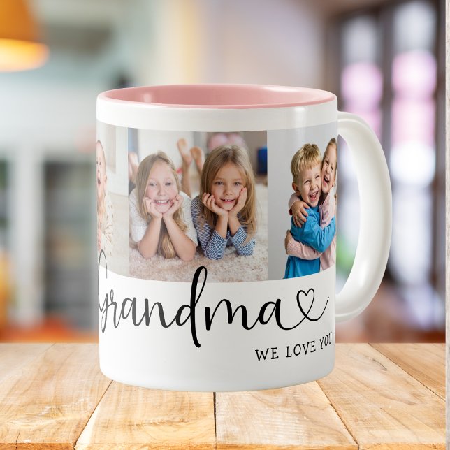 Caneca De Café Nós Amamos Você Bisavó Script 4 Foto Moderna (Criador carregado)