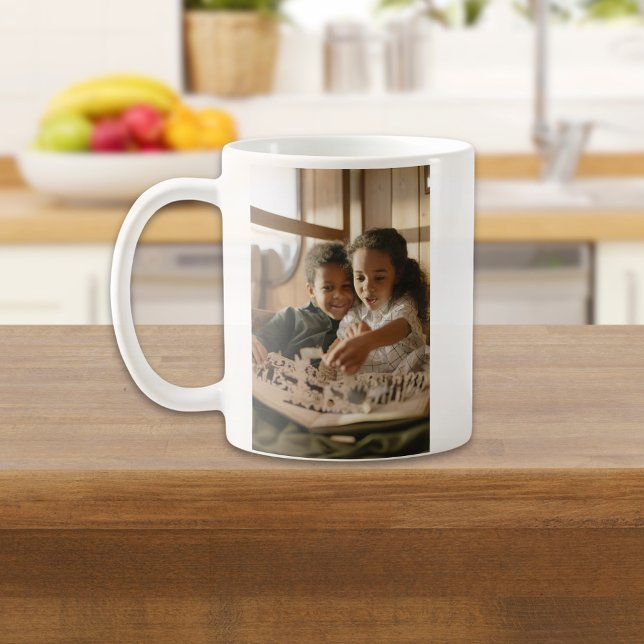 Caneca De Café Nós Amamos Você Papai Foto com Roteiro Simples (We Love You Papa Photo Mug)