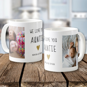 Caneca De Café Nós Amamos Você Tia Coração de Ouro 2 Colagem de F