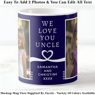 Caneca De Café Nós Amamos Você Tio 2 Foto Personalizado Azul Mari