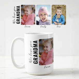 Caneca De Café Nós Amamos Você Vovó 3 Netos Foto Personalizada
