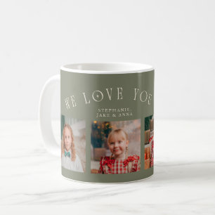 Caneca De Café Nós Amamos Você Vovó 4-Foto Verde Sage