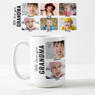Caneca De Café Nós Amamos Você Vovó 6 Netos Foto Personalizada