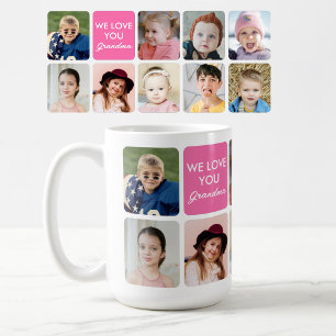 Caneca De Café Nós Amamos Você Vovó 9 Netos Foto Personalizada