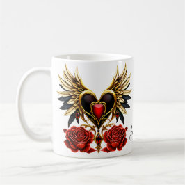 Caneca De Café Nós celtas e um coração na elegância gótica.