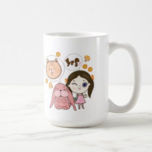 Caneca De Café nós e seus amigos... gato e coelho